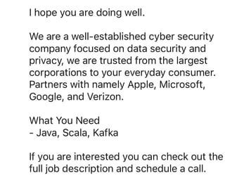This came from CyberCoders which is a recruitment company. Is .